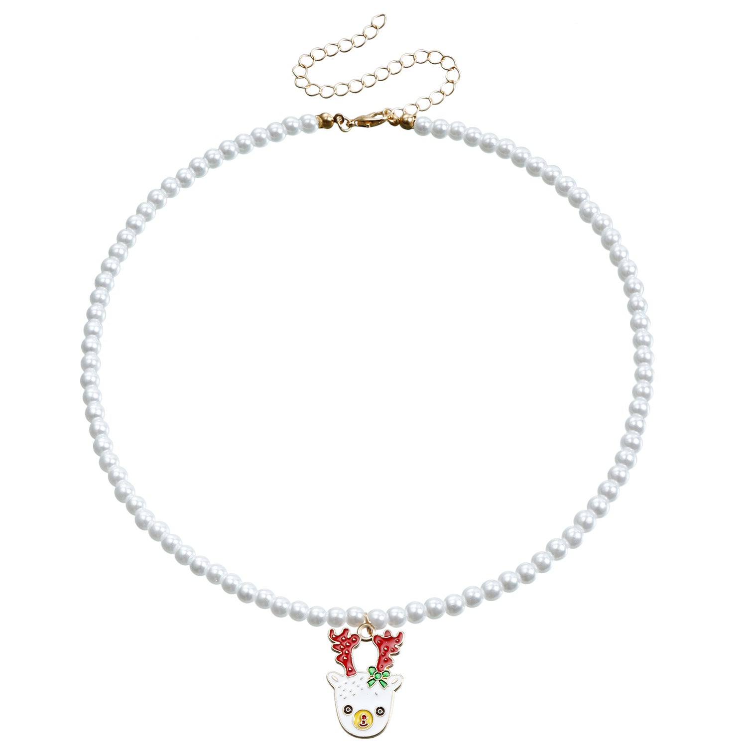 Wholesale Pearl Drop Oil Snowflake Bell Christmas Tree Necklace Sweater Chain